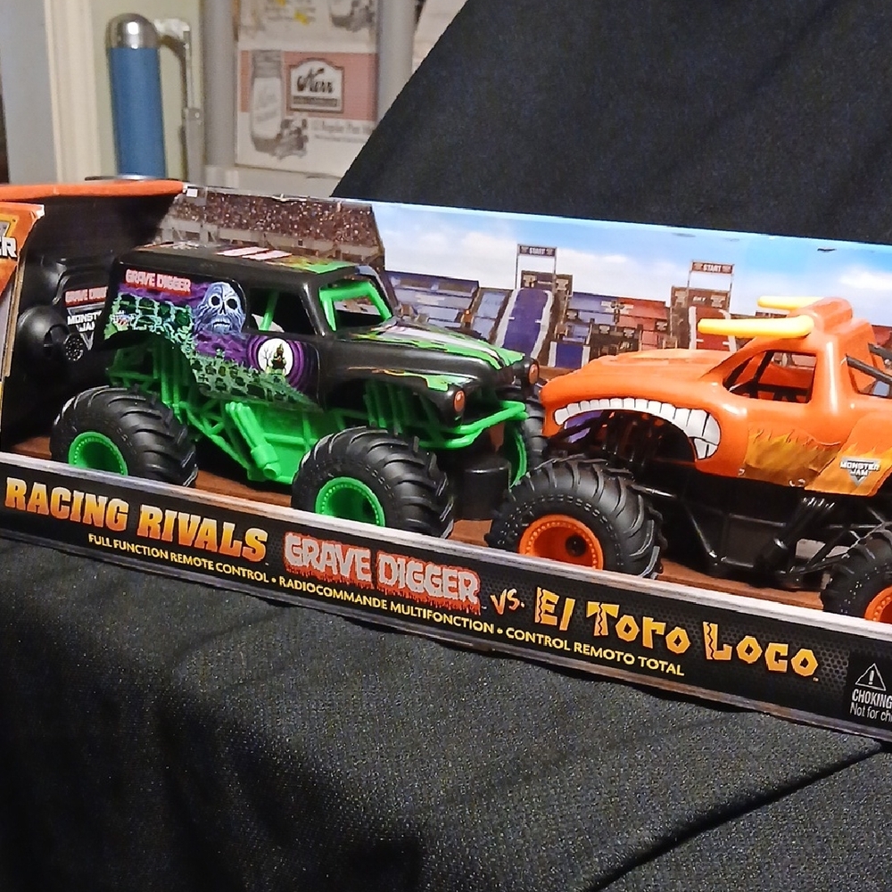 Monster Truck Showdown: Green & Orange Remote Control Set